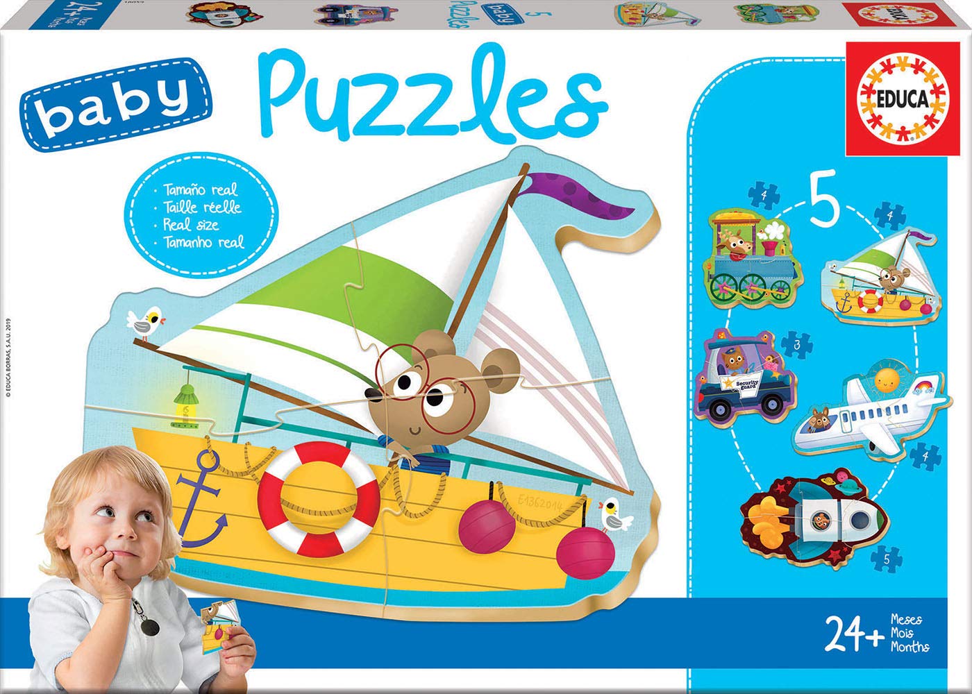 Educa - Verkeersmiddel, babypuzzelset met 5 puzzels voor kinderen vanaf 24 maanden (18059