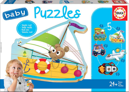 Educa - Verkeersmiddel, babypuzzelset met 5 puzzels voor kinderen vanaf 24 maanden (18059