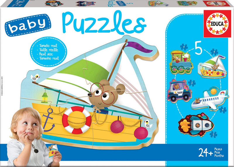 Educa - Verkeersmiddel, babypuzzelset met 5 puzzels voor kinderen vanaf 24 maanden (18059