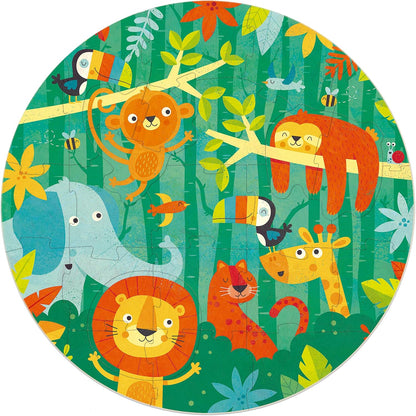 Educa Ronde junglepuzzel voor kinderen, diameter 48 cm, 28 delen en 3 afneembare dieren met speciale stans, grote onderdelen, gemakkelijk te hanteren en te monteren, vanaf 3 jaar (18906