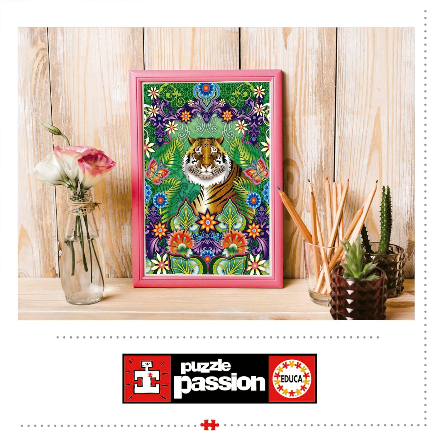 Educa - Bengaalse tijger, Catherina Estrada | puzzel met 500 delen voor volwassenen, afmetingen: 34 x 48 cm, inclusief Cola Fix puzzel vanaf 11 jaar (19912
