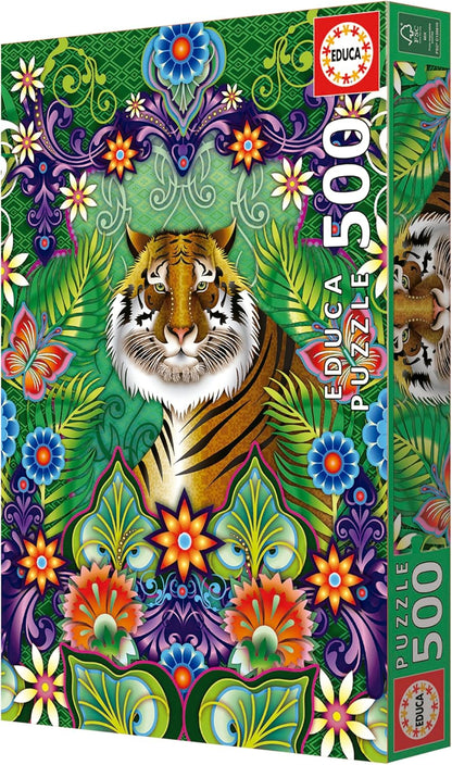 Educa - Bengaalse tijger, Catherina Estrada | puzzel met 500 delen voor volwassenen, afmetingen: 34 x 48 cm, inclusief Cola Fix puzzel vanaf 11 jaar (19912