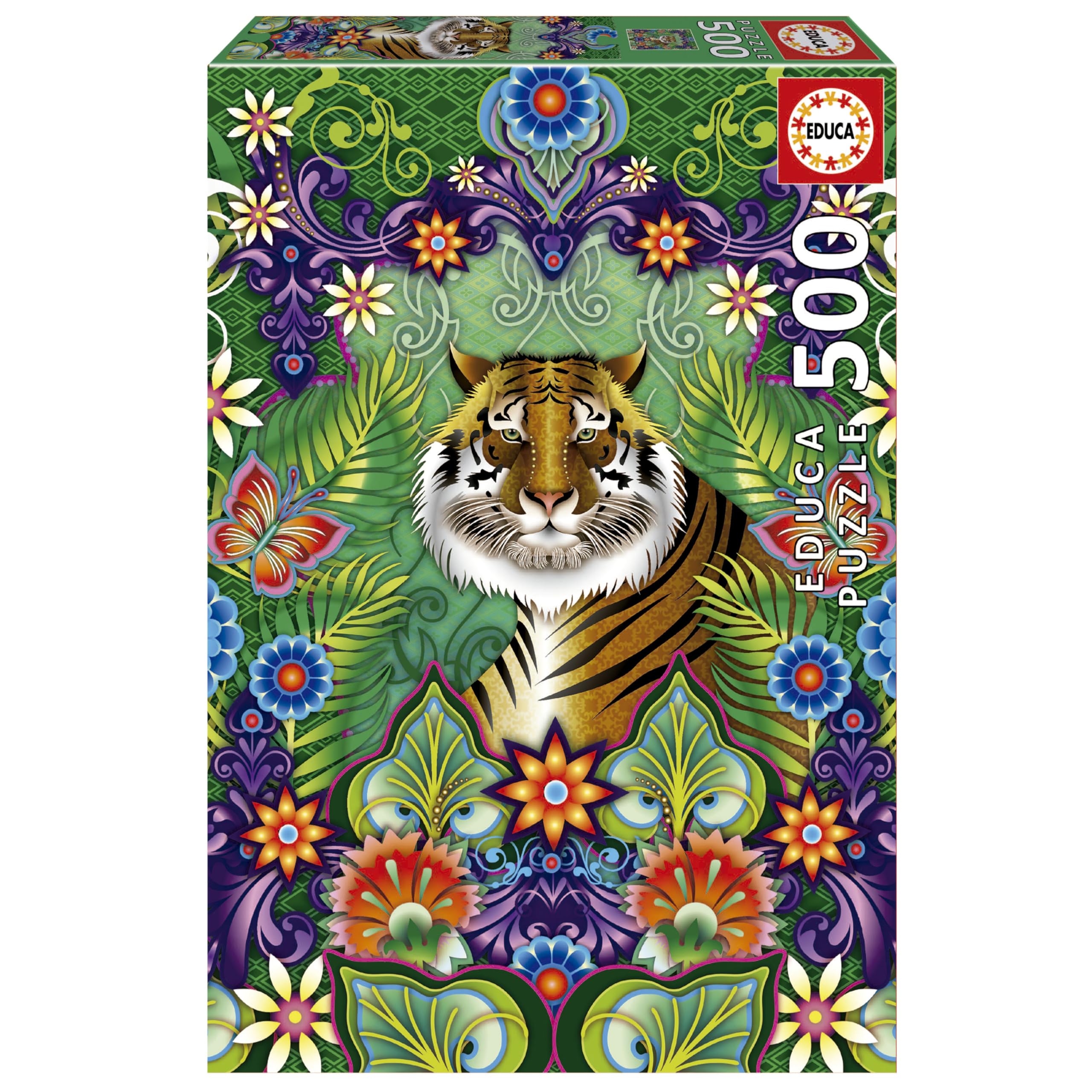 Educa - Bengaalse tijger, Catherina Estrada | puzzel met 500 delen voor volwassenen, afmetingen: 34 x 48 cm, inclusief Cola Fix puzzel vanaf 11 jaar (19912