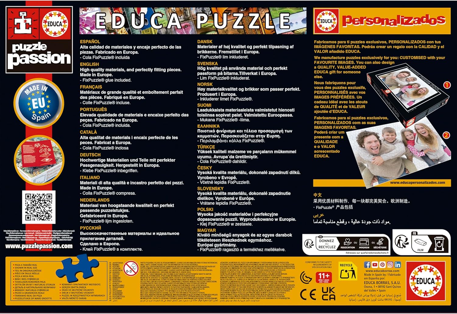 Educa - Bengaalse tijger, Catherina Estrada | puzzel met 500 delen voor volwassenen, afmetingen: 34 x 48 cm, inclusief Cola Fix puzzel vanaf 11 jaar (19912