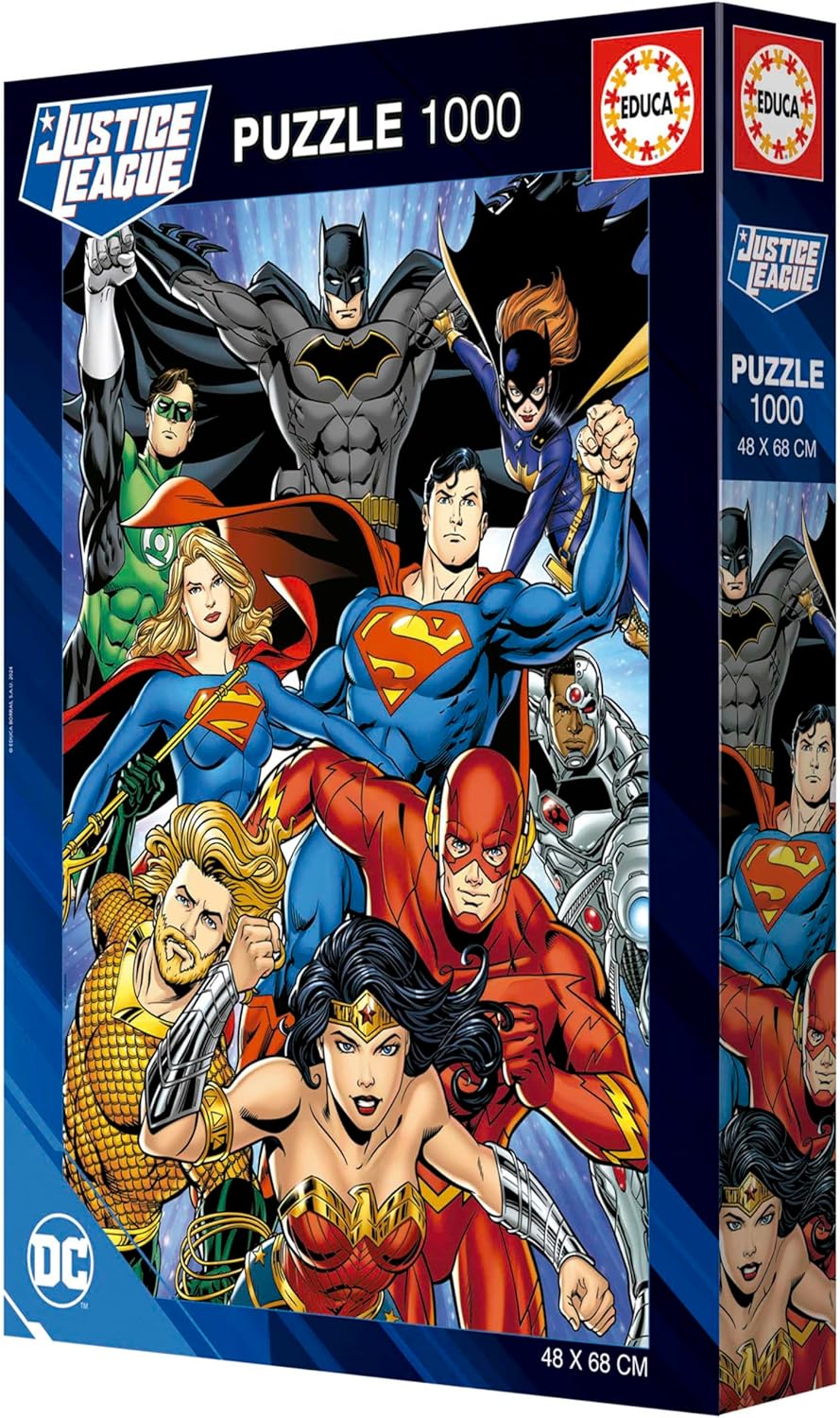 Educa - Justice League DC Comics | puzzel 1000 stukjes voor volwassenen, afmetingen: 48 x 68 cm, incl. Cola Fix puzzel vanaf 14 jaar (19935