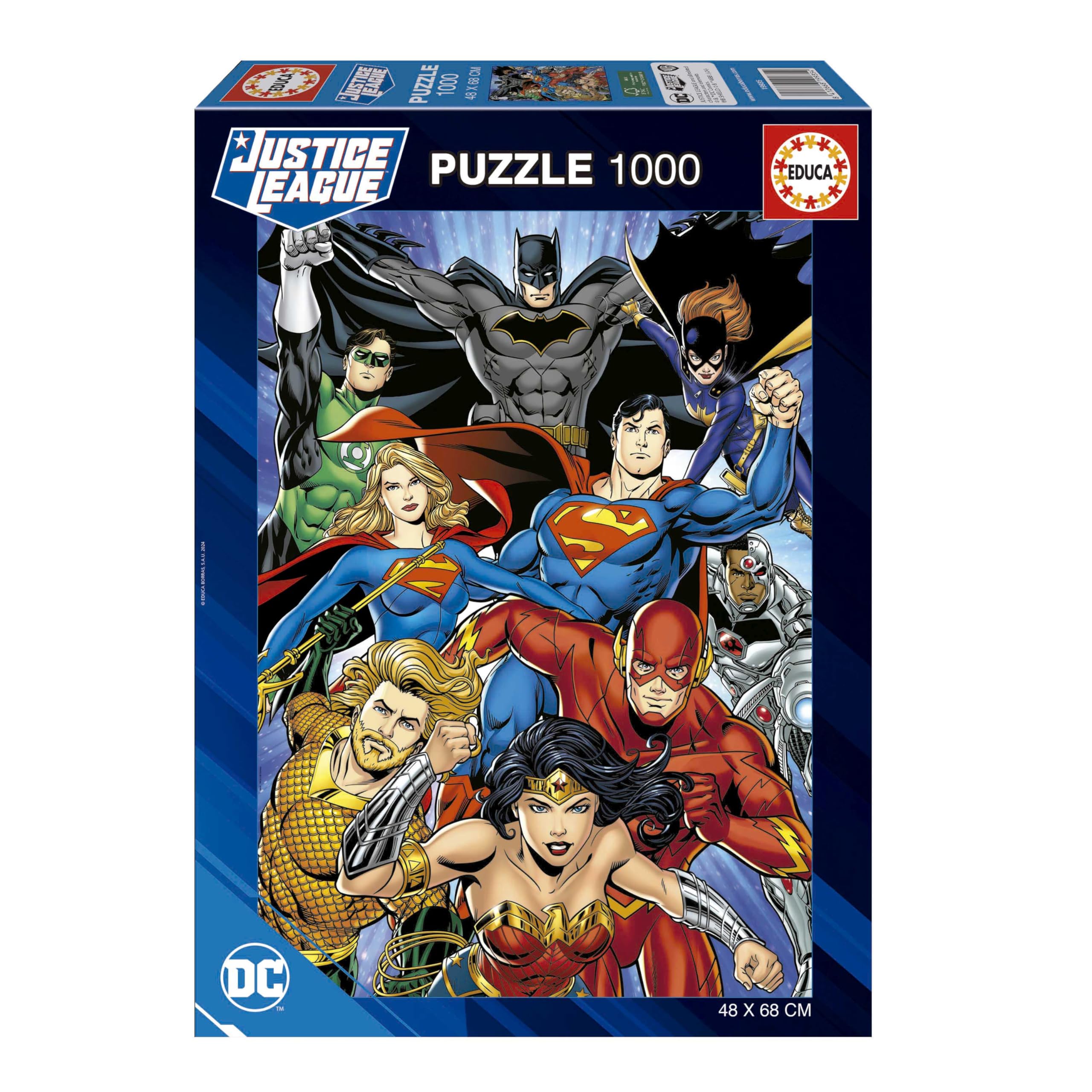 Educa - Justice League DC Comics | puzzel 1000 stukjes voor volwassenen, afmetingen: 48 x 68 cm, incl. Cola Fix puzzel vanaf 14 jaar (19935