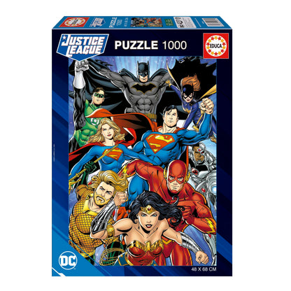 Educa - Justice League DC Comics | puzzel 1000 stukjes voor volwassenen, afmetingen: 48 x 68 cm, incl. Cola Fix puzzel vanaf 14 jaar (19935