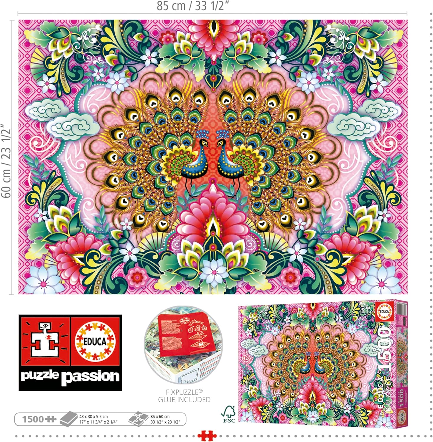 Educa - Bengalentau, Catherina Estrada | puzzel 1500 stukjes voor volwassenen - afmetingen: 85 x 60 cm incl. Cola Fix puzzel vanaf 14 jaar (19942