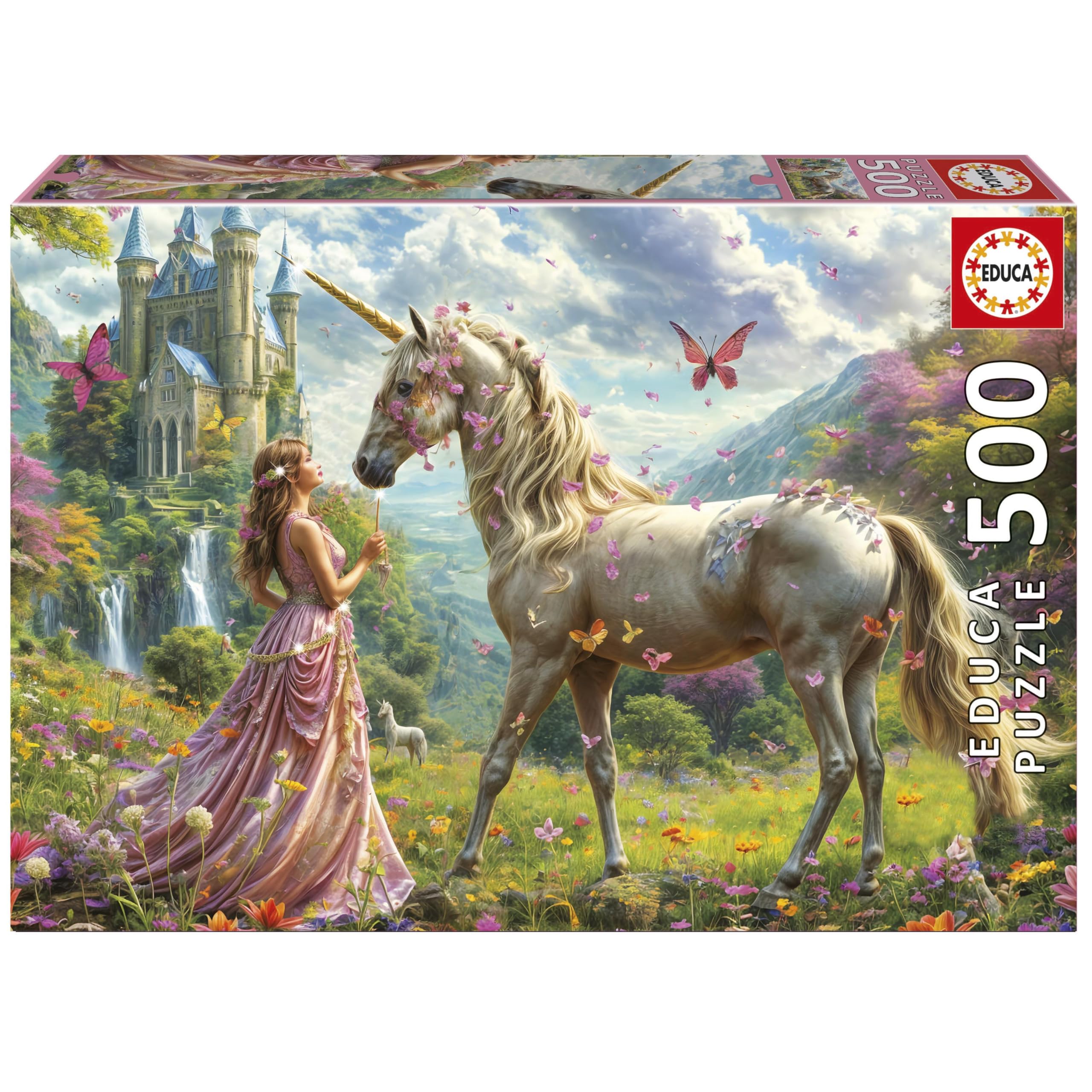 Educa - Puzzel 500 stukjes voor Volwassenen | Eenhoorn Feeën Vlinders Afmetingen: 48 x 34 cm. Vanaf 11 Jaar (20243