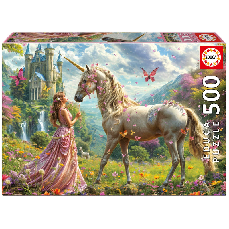 Educa - Puzzel 500 stukjes voor Volwassenen | Eenhoorn Feeën Vlinders Afmetingen: 48 x 34 cm. Vanaf 11 Jaar (20243