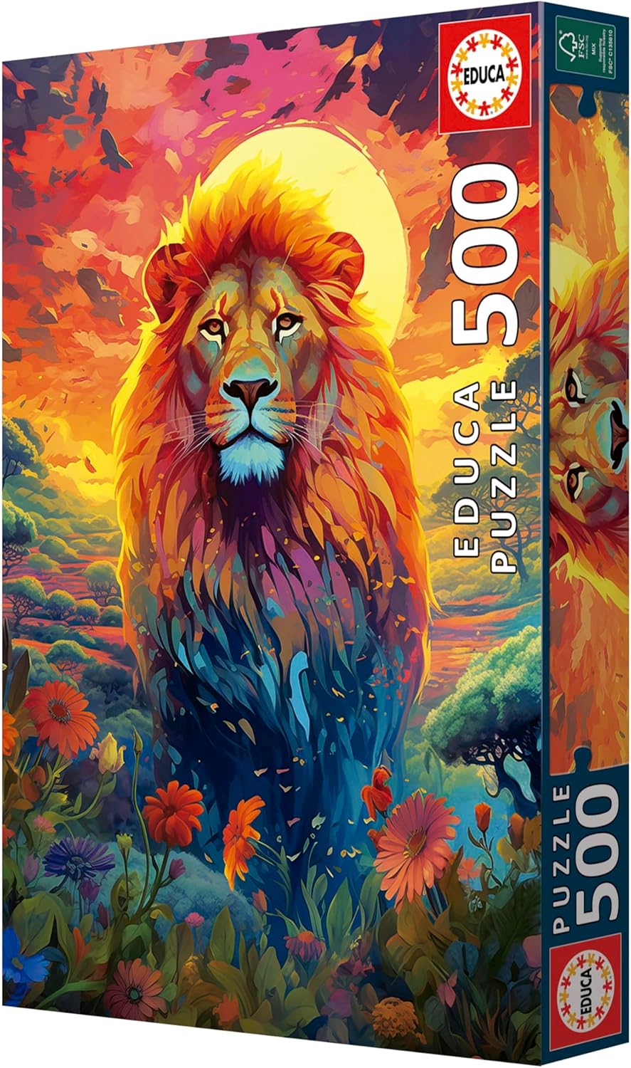 Educa - Puzzel 500 stukjes voor volwassenen | Majestueuze blik van de leeuw. Afmetingen: 34 x 48 cm. Vanaf 11 jaar (20261
