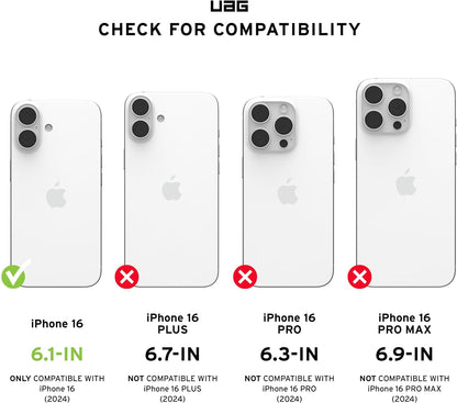 URBAN ARMOR GEAR UAG Designed for iPhone 16 Case 6.1" Plyo - Compatible with MagSafe Charging Rugged Slim Anti-Yellowing Transparent Clear Shockproof Military Grade Protective Cover, Ice/White