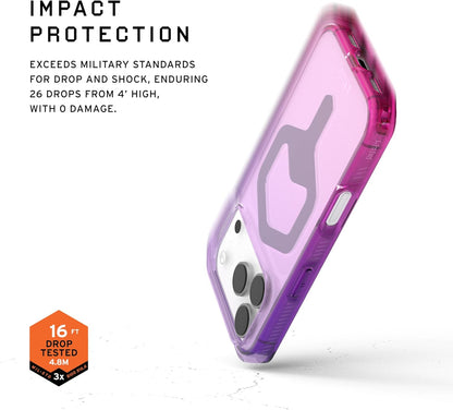 URBAN ARMOR GEAR UAG Designed for iPhone 17 Pro Case Plyo - Compatible with MagSafe Translucent Military Grade Protective Cover, Purple/Pink Ombre