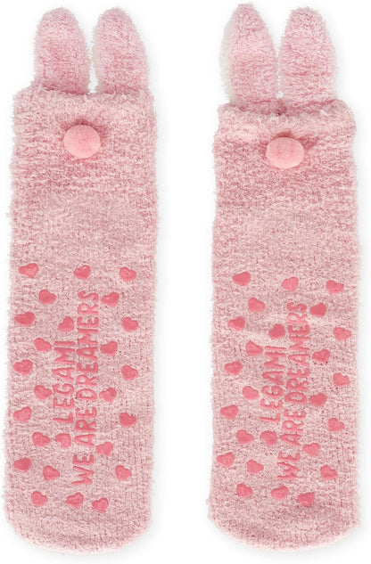 Legami - It's A Match Bunny Non-Slip Claze Kids Socks Fluffy Socks Size 35-42, pink, 35-46