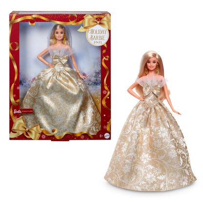 Barbie Holiday Barbie Blonde Signature Black Pretend Doll House Pretend Play 6 Years and Up Gold JBH95