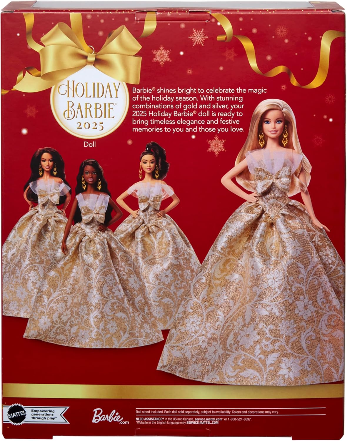 Barbie Holiday Barbie Blonde Signature Black Pretend Doll House Pretend Play 6 Years and Up Gold JBH95