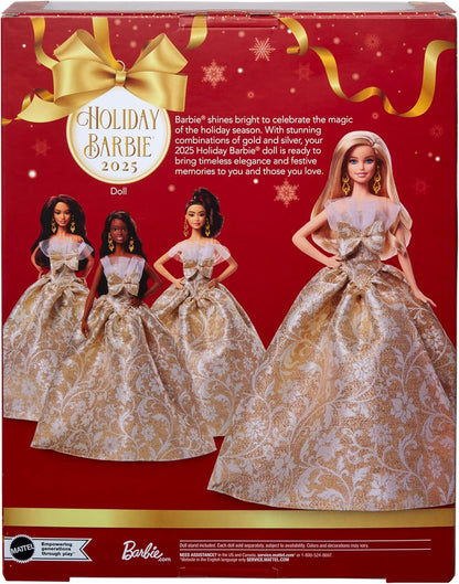 Barbie Holiday Barbie Blonde Signature Black Pretend Doll House Pretend Play 6 Years and Up Gold JBH95
