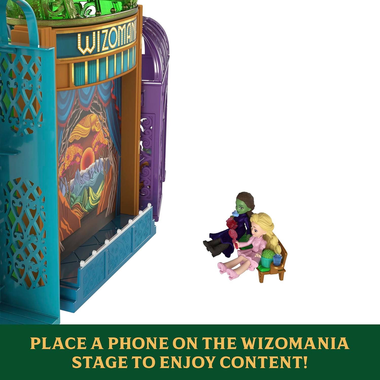 Mattel Universal Pictures’ Wicked Emerald City Playset with Glinda & Elphaba Small Dolls, 5 Play Spaces & 15 Accessories, Inspired by the Movie, JFM22