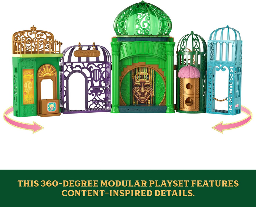 Mattel Universal Pictures’ Wicked Emerald City Playset with Glinda & Elphaba Small Dolls, 5 Play Spaces & 15 Accessories, Inspired by the Movie, JFM22