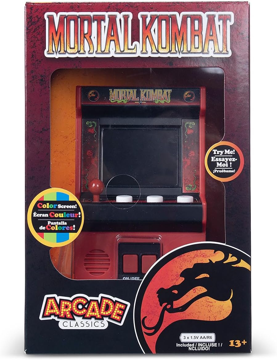 Basic Fun Arcade Classics Mini Mortal Kombat – Retro Handheld Game with Joystick, Full-Colour Screen & Classic Sound Effects – Batteries Included