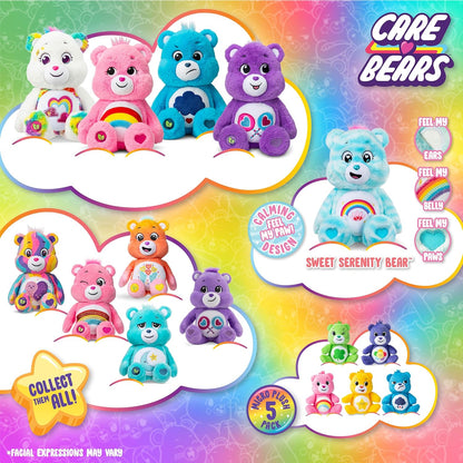 Basic Fun Care Bears 35cm Medium Plush – Bedtime Bear Cosy Collection – Super Soft Eco-Friendly Toy with Belly Badge – Huggable Collectible for Kids & Fans