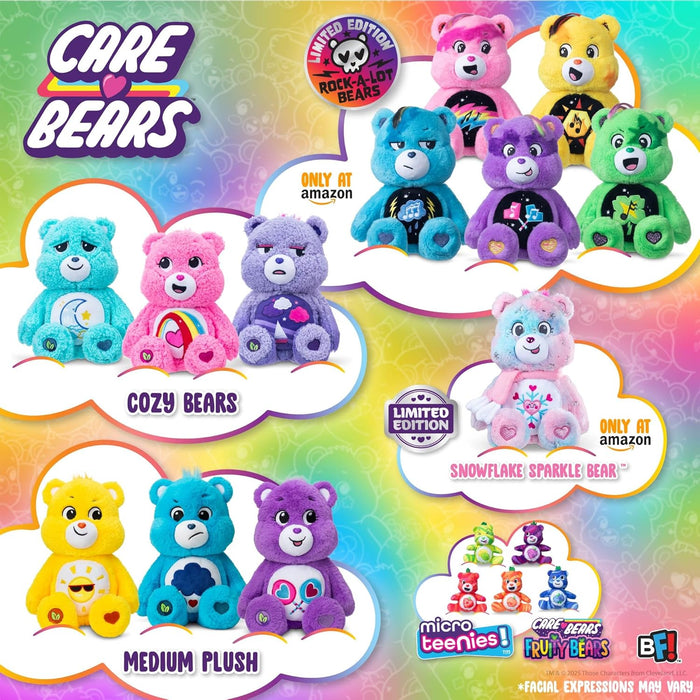 Basic Fun Care Bears 35cm Medium Plush – Stormy Heart Bear Cosy Collection – Super Soft Eco-Friendly Toy with Belly Badge – Huggable Collectible for Kids & Fans, 14", Purple