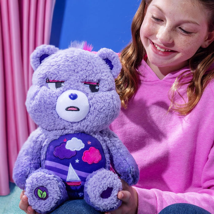 Basic Fun Care Bears 35cm Medium Plush – Stormy Heart Bear Cosy Collection – Super Soft Eco-Friendly Toy with Belly Badge – Huggable Collectible for Kids & Fans, 14", Purple