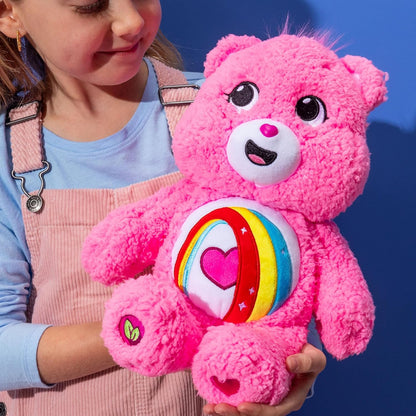 Basic Fun Care Bears 35cm Medium Plush – Cheer Bear Cosy Collection – Super Soft Eco-Friendly Toy with Belly Badge – Huggable Collectible for Kids & Fans