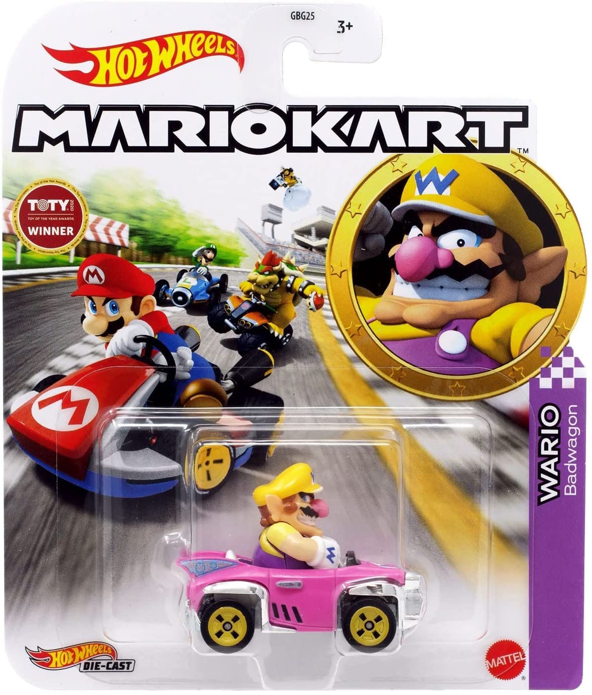 Hot Wheels Mattel Super Mario Kart Mod Wario Badwagon – 1:64 Scale, Multicoloured (GRN22