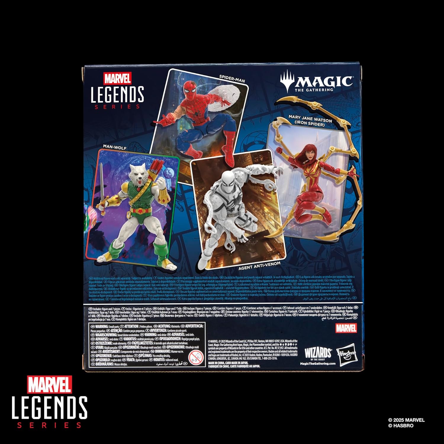 Marvel Legends Series Magic: The Gathering Man-Wolf, Spider-Man Action Figure plus Exclusive Foil Trading Card, Blue and Red