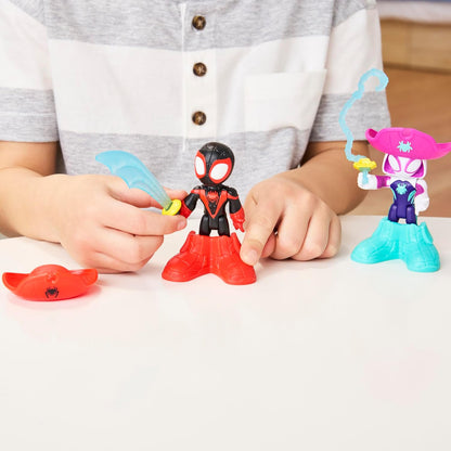 Spidey and his Amazing Friends Marvel Water-Webs Pirate Miles 'Spin' Morales & Pirate Ghost-Spider Toys, Black