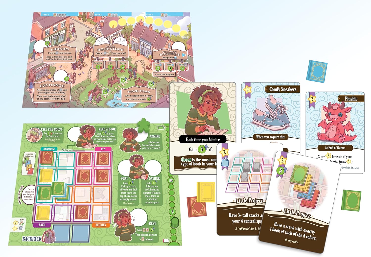 A Place for All My Books – Cozy Strategy Board Game of Book Collecting & Organizing by Smirk & Dagger | Ages 10+ | 1–4 Players | 15–20 Min per Player