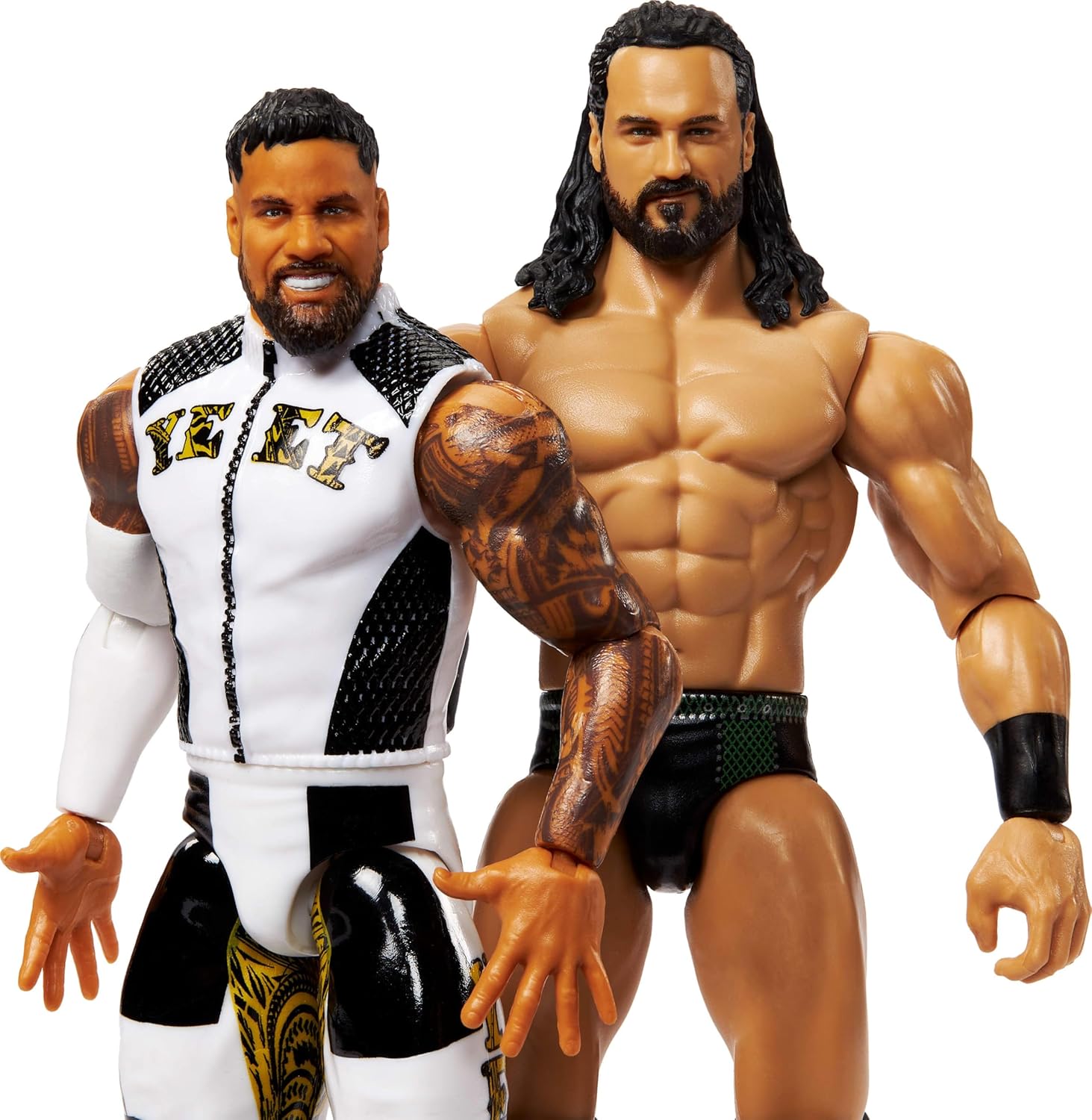 Mattel WWE Main Event Showdown Action Figures 2-Pack with Accessory, Series #23 Jey USO vs Drew McIntyre Collectible Set, 6-inch