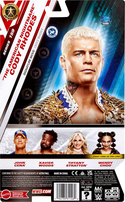 Mattel WWE Cody Rhodes Action Figure, Main Event Series #159, 6-inch Collectible Superstar with 14 Articulation Points & Life-Like Look