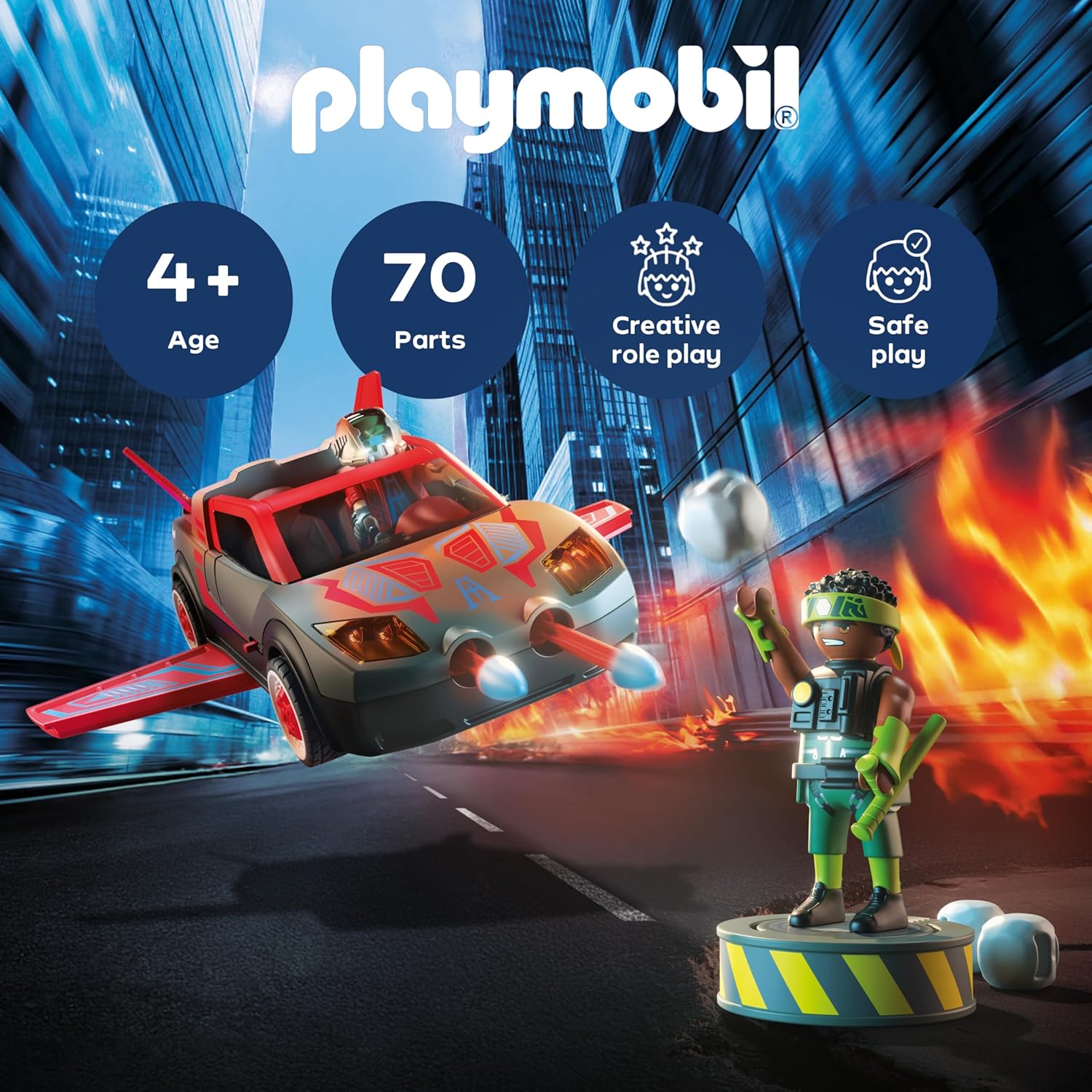 Playmobil - Heroes - Heroes multifunctional vehicle - Toy from 4 years - Gift for children - Versatile action vehicle - With shooting function and play figure - 71832