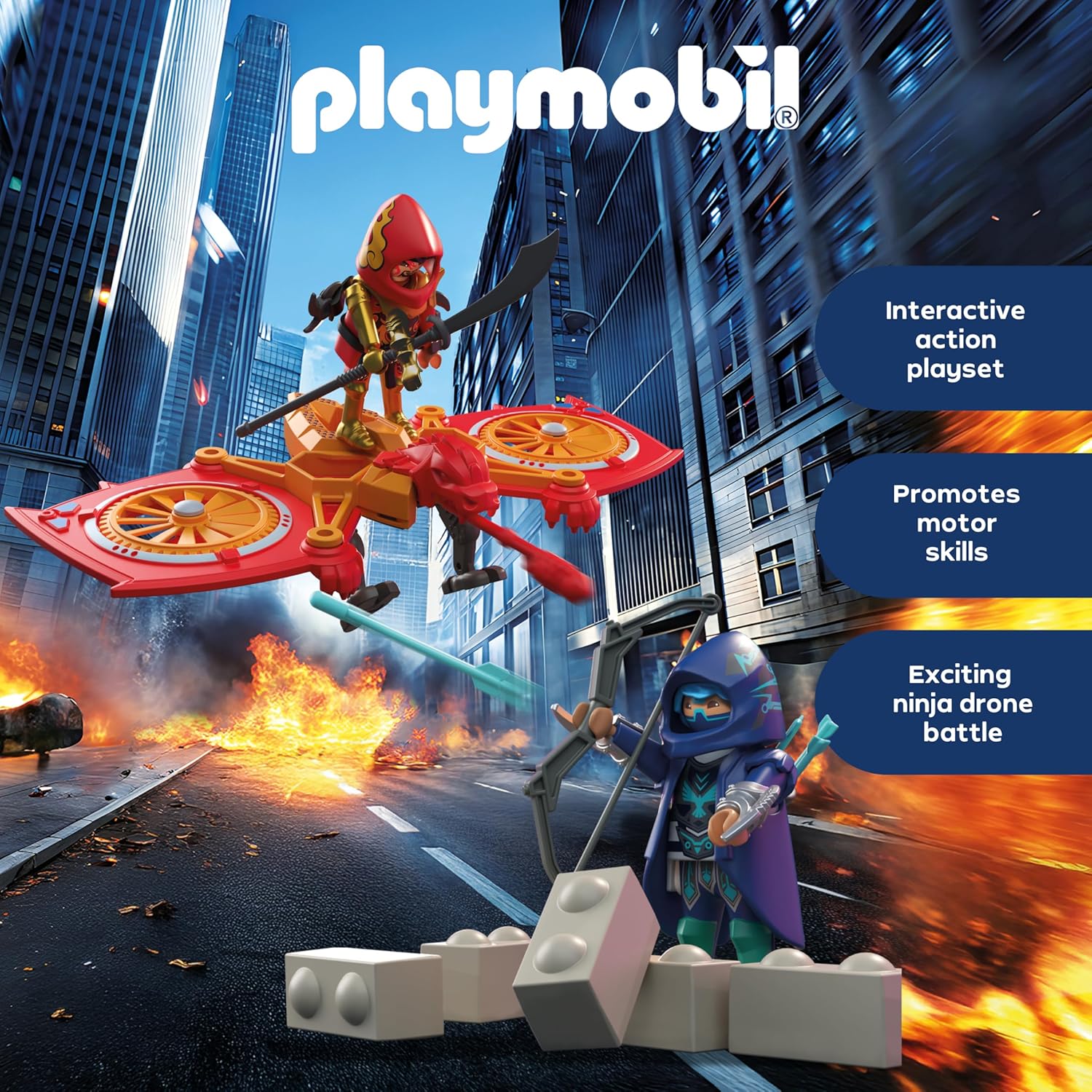 Playmobil - Heroes - Hero Drone vs Evil Ninja - Toy for ages 5+ - Gift for children - With drone and play figures for adventurous role play - 71833