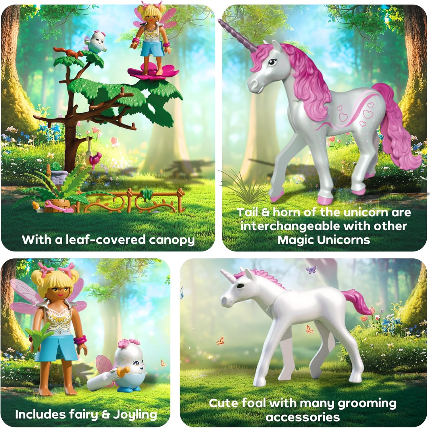 Playmobil | Magic Unicorns | Casa de hadas con unicornio dorado y establo | Con guirnalda luminosa para noches mágicas | Juguete creativo para niños a partir de 4 años | 71838