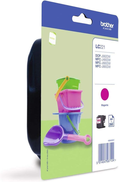 Brother LC221M - Magenta - original - ink cartridge - for Brother DCP-J562DW, MFC-J480DW, MFC-J680DW, MFC-J880DW