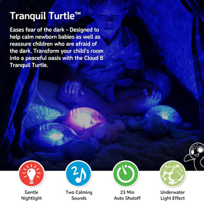 Cloud b Ocean Projector Nightlight with White Noise Soothing Sounds | Adjustable Settings and Auto-Shutoff | Tranquil Turtle - Ocean