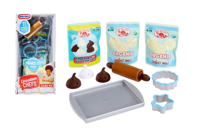little tikes Creative Chefs Cookie Kit with Special Make-It! Mix Play Sand,11 Accessories, Realistic Pretend Play Cookie Baker Set, for Boys and Girls, Ages 3+