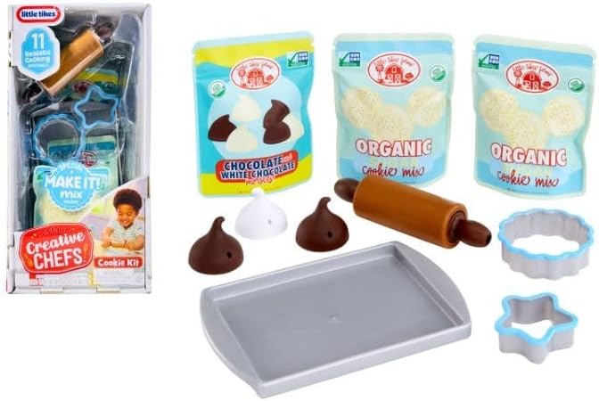 little tikes Creative Chefs Cookie Kit with Special Make-It! Mix Play Sand,11 Accessories, Realistic Pretend Play Cookie Baker Set, for Boys and Girls, Ages 3+