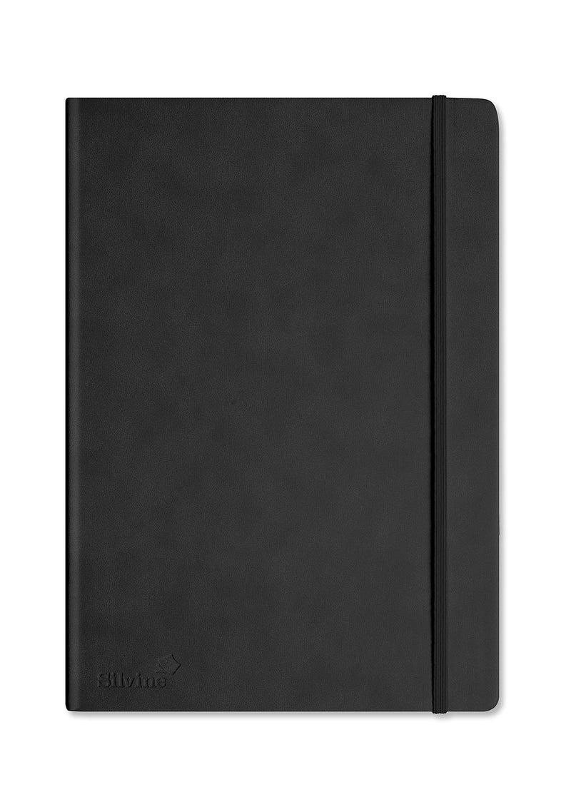 Silvine Executive Soft Feel Notebook Ruled with Marker Ribbon 160pp 90gsm A4 Black Ref 198BK