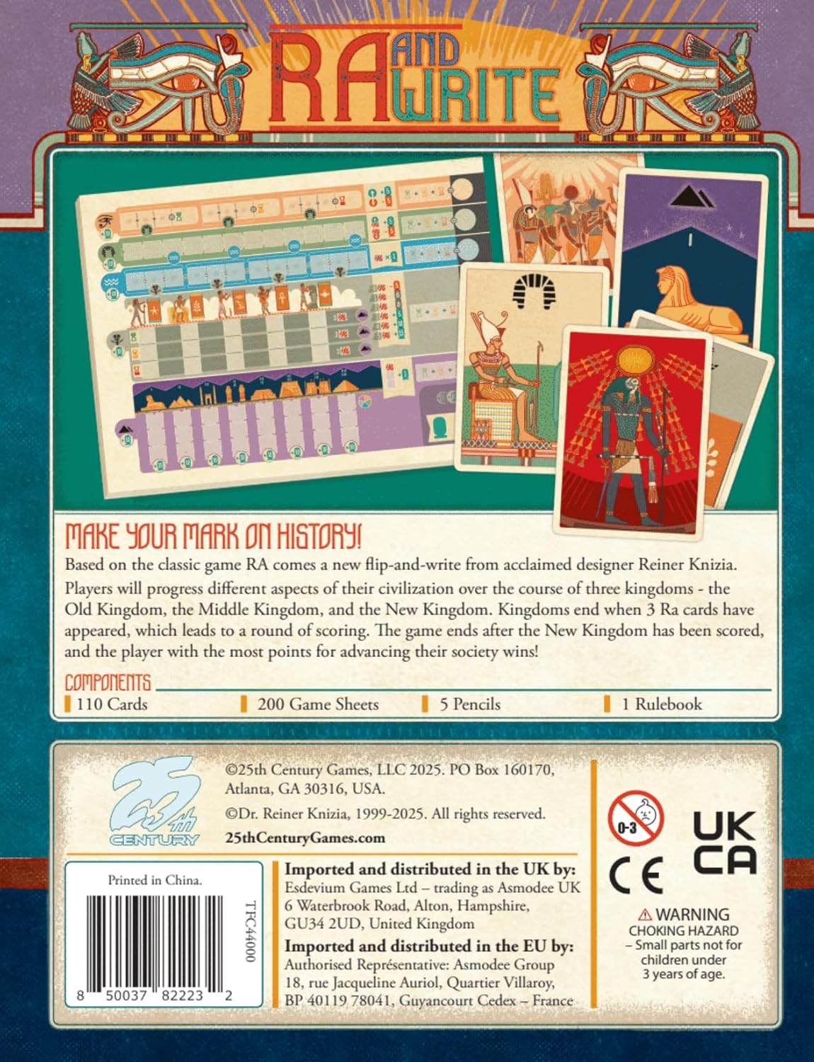 RA by 25th Century Games – Ancient Egyptian Theme, Auction and Set-Collection Board Game, for 2-5 Players and Ages 12+