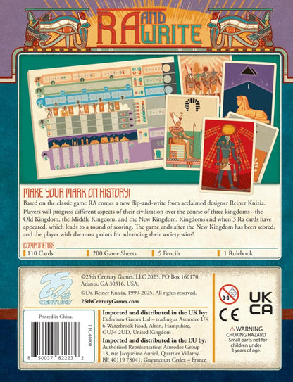 RA by 25th Century Games – Ancient Egyptian Theme, Auction and Set-Collection Board Game, for 2-5 Players and Ages 12+