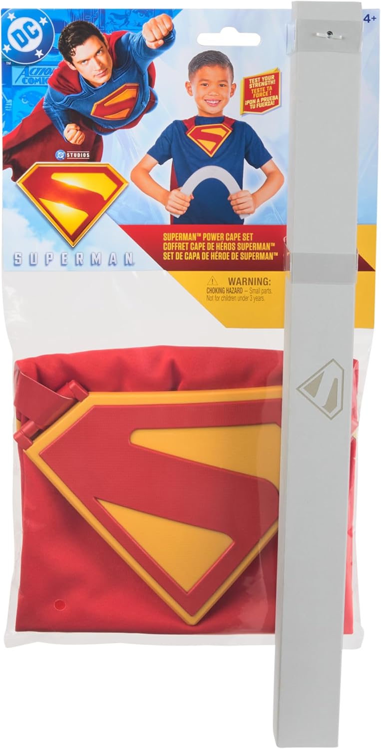 DC Comics, Superman Power Cape Set, superhelden Halloween- kostuum met iconische borstplaat, verkleden en rollenspel