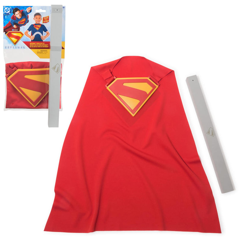 DC Comics, Superman Power Cape Set, superhelden Halloween- kostuum met iconische borstplaat, verkleden en rollenspel
