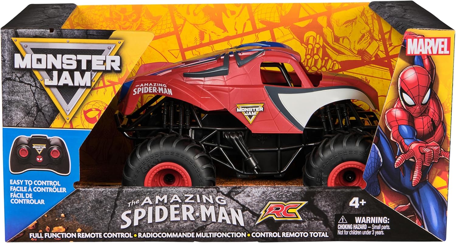 Monster Jam, Marvel Spider-Man RC, Ferngesteuerter Truck im Spider-Man-Design, für drinnen und draußen, Maßstab 1:24, ab 3 Jahren