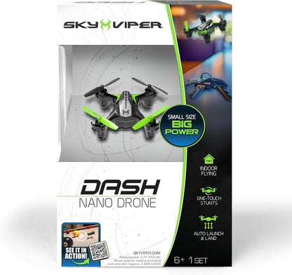 Sky Viper Dash Nano Drone Black/Green, 2 x 2 x 0.7 Inches