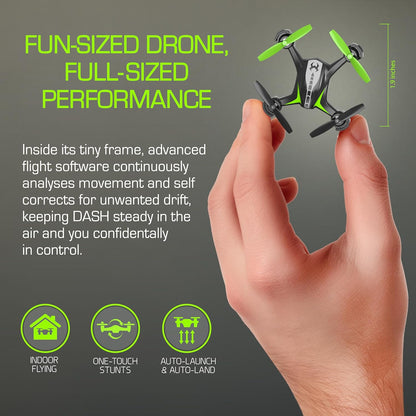 Sky Viper Dash Nano Drone Black/Green, 2 x 2 x 0.7 Inches