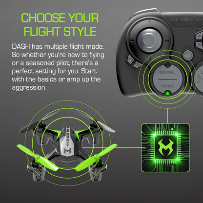Sky Viper Dash Nano Drone Black/Green, 2 x 2 x 0.7 Inches